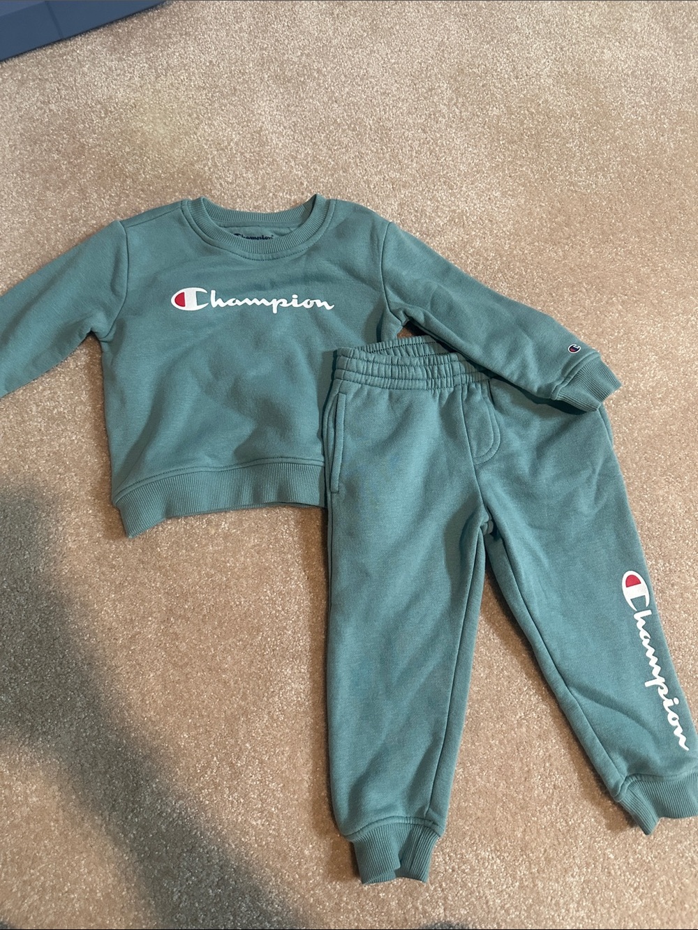 Champion Kids Teal Green Logo Sweatshirt & Joggers Set